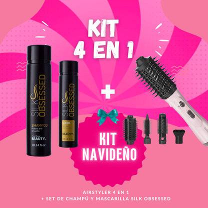 Kit 4 en 1: Ultra Hydrating Silk Obsessed Mask + Champú + Air Styler 4 en 1