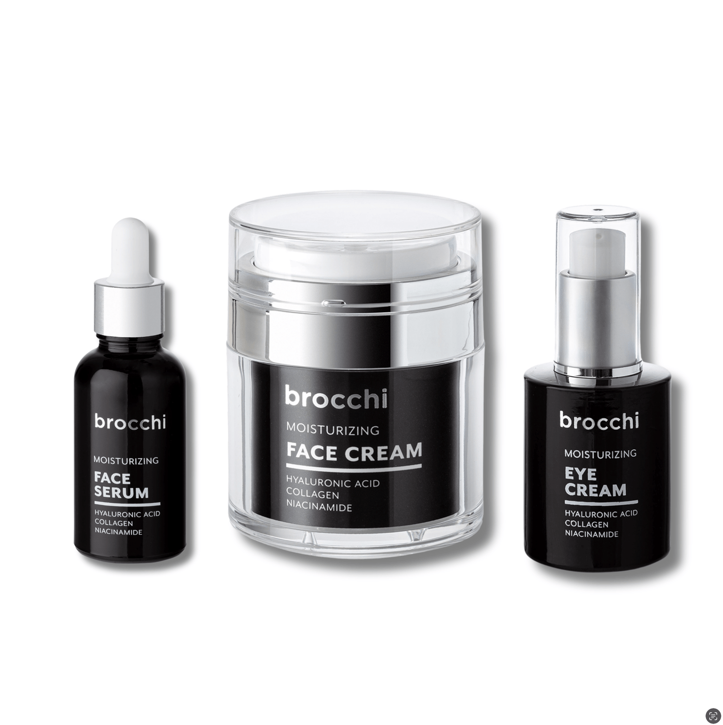 Set de Crema Facial, Crema para Ojos y Suero con Ácido Hialurónico